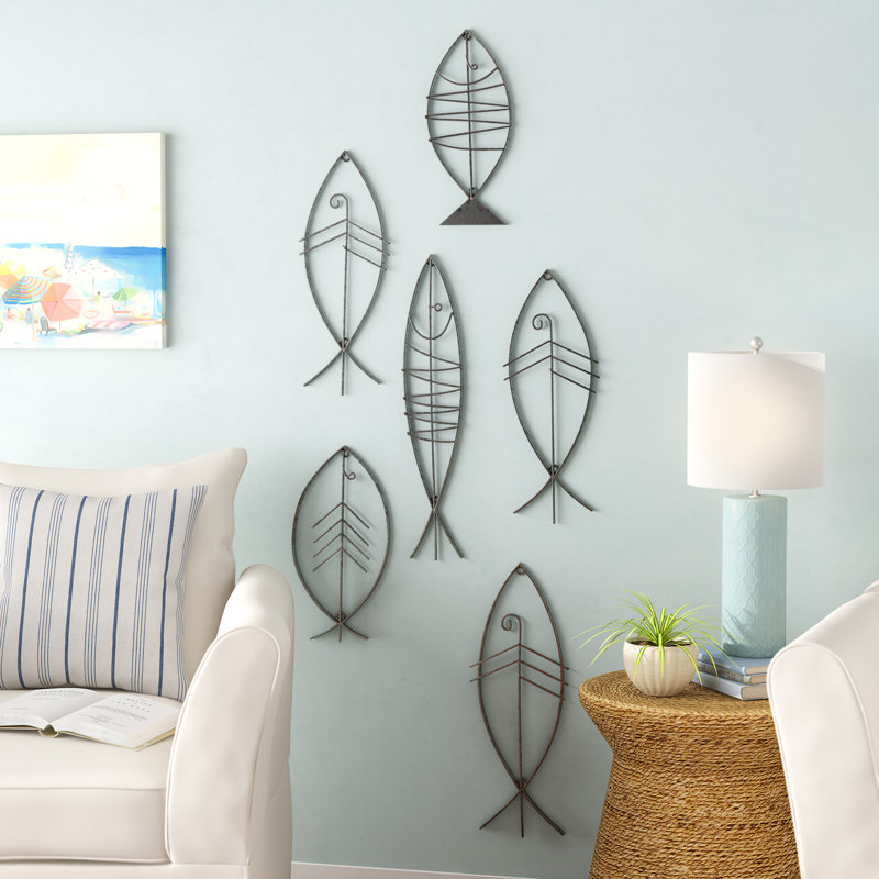 Highland Dunes 6 Piece Coastal Metal Fish Wall Decor Set & Reviews